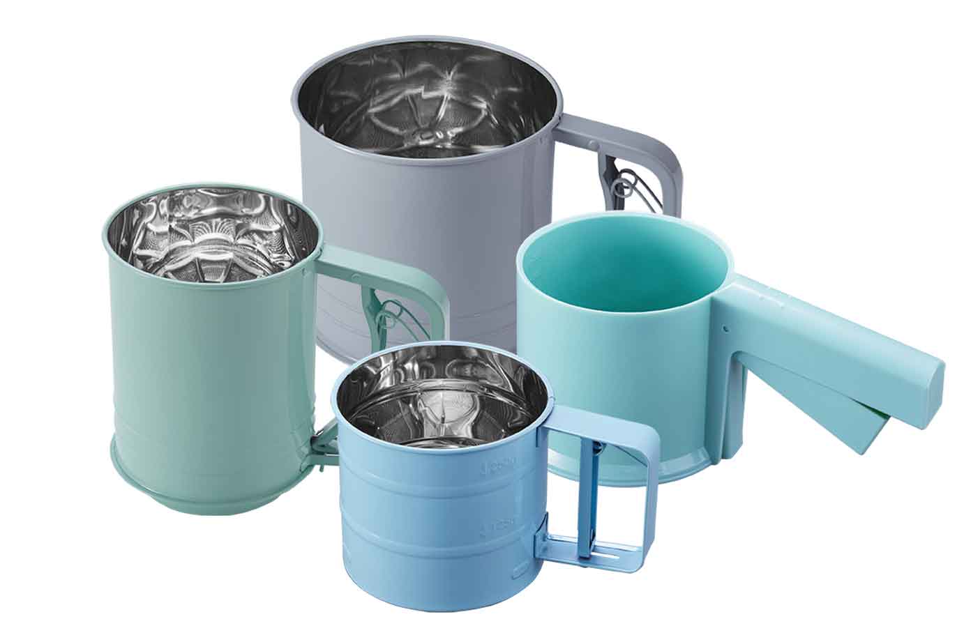 Four different color bucket cups